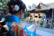 振袖で大原神社お参りです